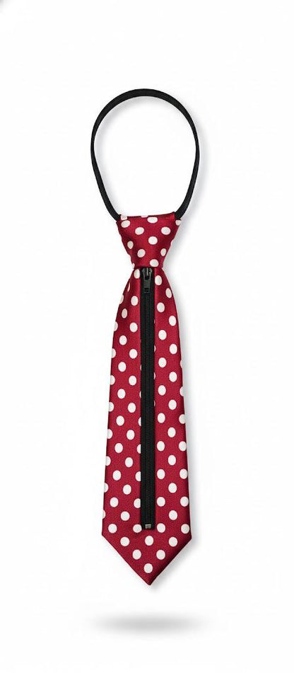 Mehroon & White Ready to Use Tie – Easy Wear Formal Accessory for Boys