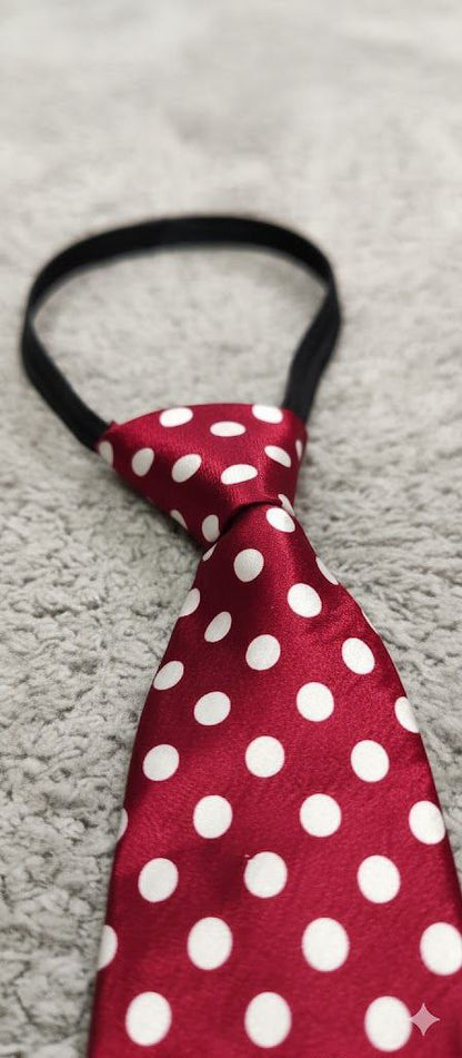 Mehroon & White Ready to Use Tie – Easy Wear Formal Accessory for Boys