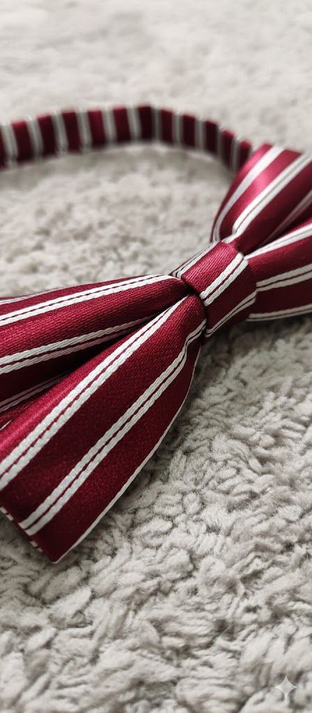 Mehroon & White stripes Bow Tie Ready to Use– Easy Wear Formal Accessory for Boys