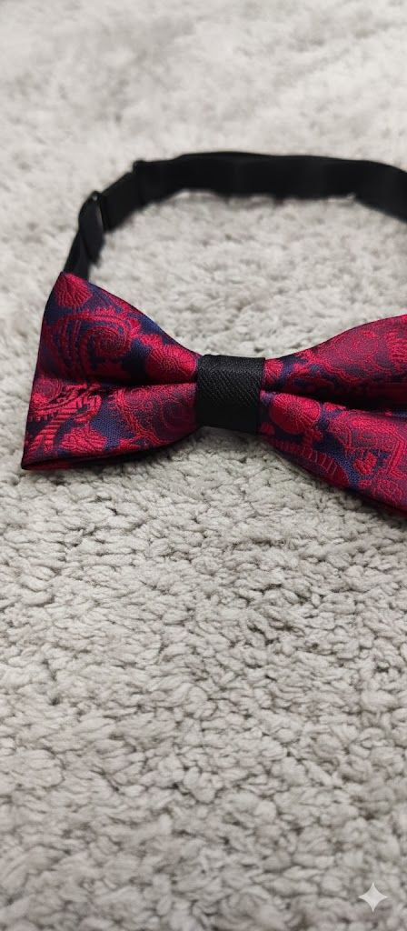 Blue & Red Paisley Print Bow Tie Ready to Use– Easy Wear Formal Accessory for Boys
