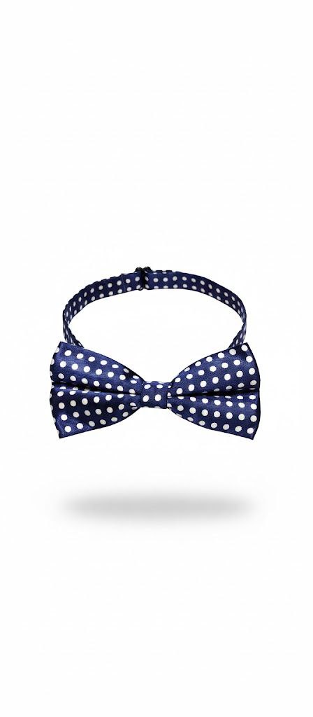 Blue & White Polka dot Bow Tie Ready to Use– Easy Wear Formal Accessory for Boys