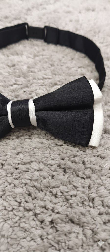 Black & White Bow Tie Ready to Use– Easy Wear Formal Accessory for Boys