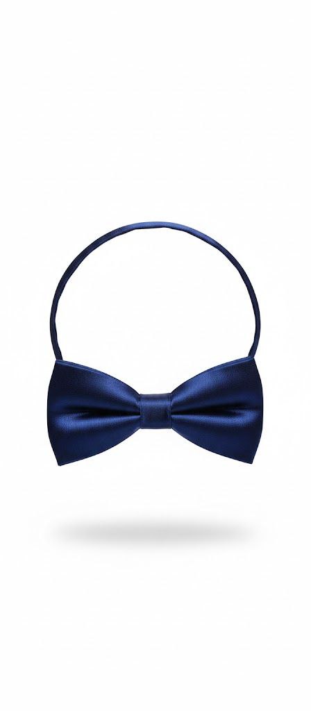 Navy Blue Plain Bow Tie Ready to Use– Easy Wear Formal Accessory for Boys