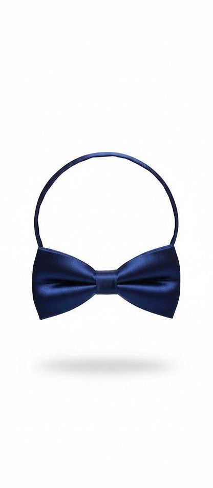 Navy Blue Plain Bow Tie Ready to Use– Easy Wear Formal Accessory for Boys
