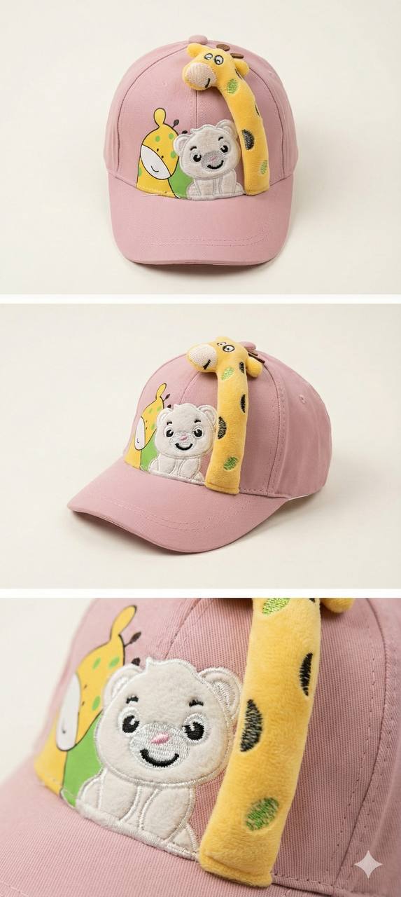 Pink - Giraffe Puppet Toddler & Kids Sun Cap – Soft, Lightweight & Breathable Summer Outdoor Cap
