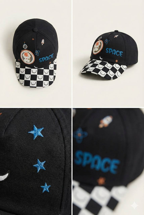 Black - Astronaut Space Toddler & Kids Sun Cap – Soft, Lightweight & Breathable Summer Outdoor Cap