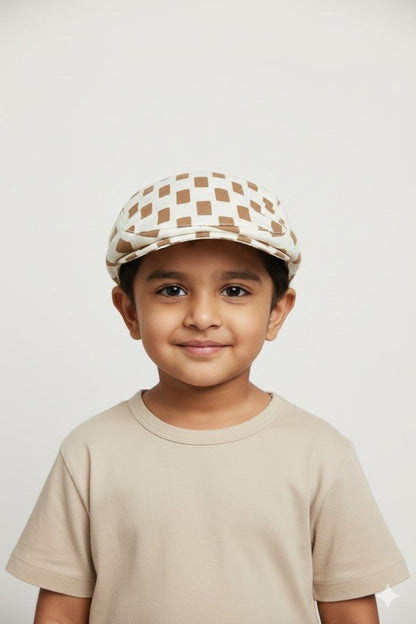 Brown & White Kids Golf Cap – Soft, Lightweight & Breathable Summer Outdoor Cap