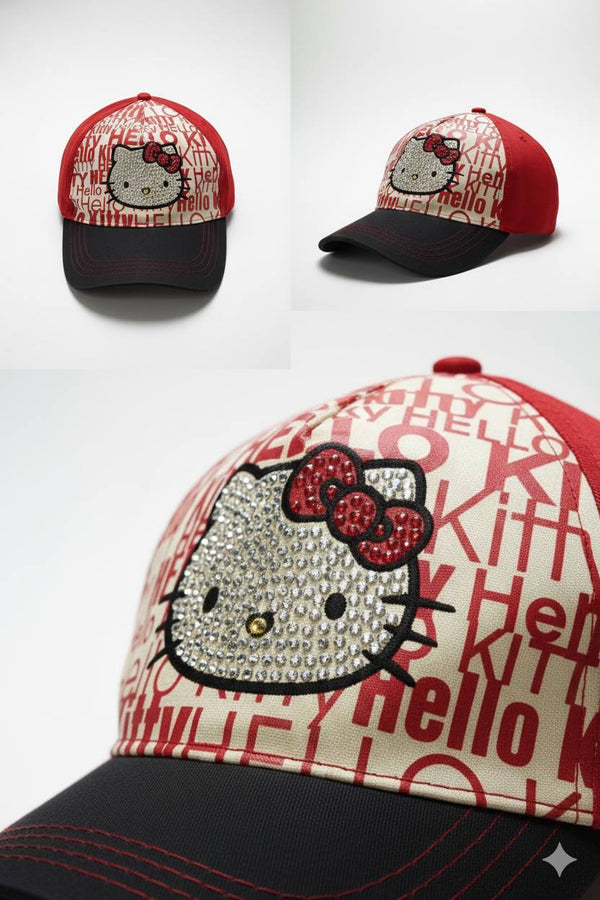 Hello Kitty - Diamond studded Sun Cap – Soft, Lightweight & Breathable Summer Outdoor Cap