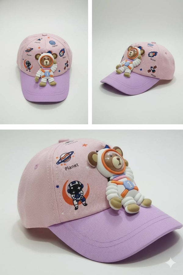 Purple-Teddy Astronaut Toy Sun Cap – Soft, Lightweight & Breathable Summer Outdoor Cap
