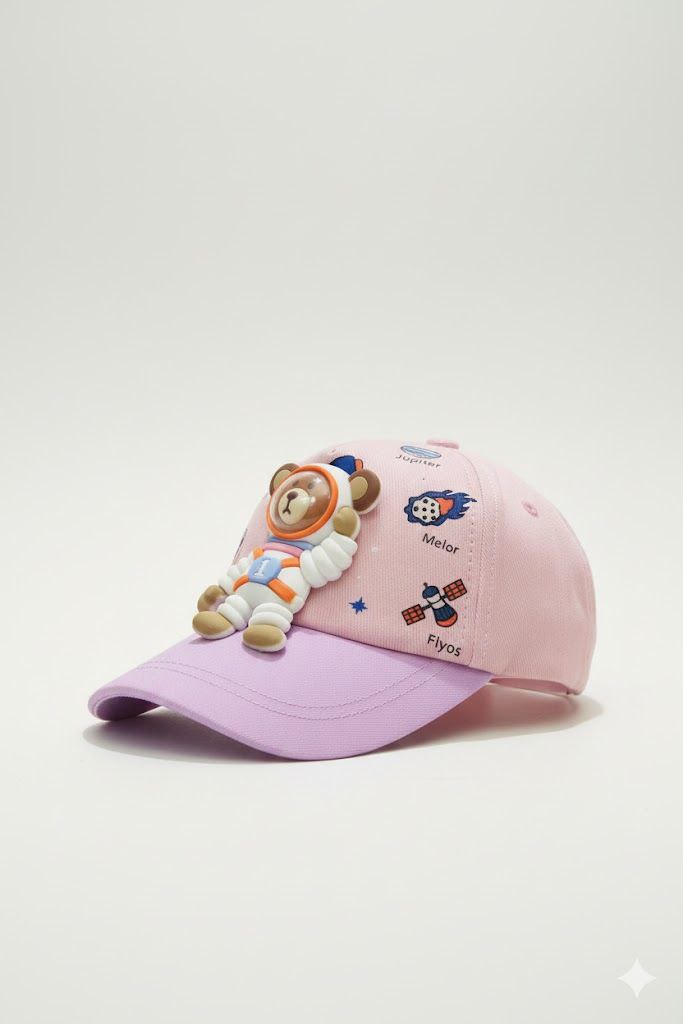 Purple-Teddy Astronaut Toy Sun Cap – Soft, Lightweight & Breathable Summer Outdoor Cap