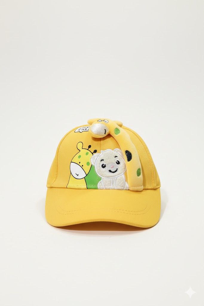 Yellow - Giraffe Puppet Toddler & Kids Sun Cap – Soft, Lightweight & Breathable Summer Outdoor Cap