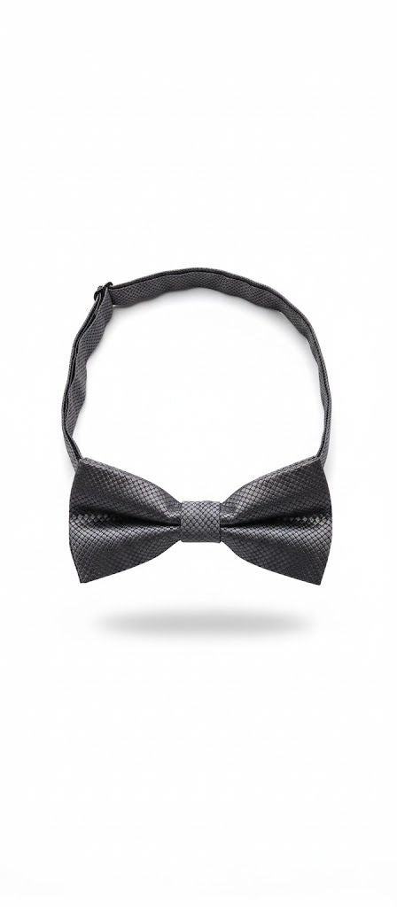 Silver Grey Bow Tie Ready to Use– Easy Wear Formal Accessory for Boys