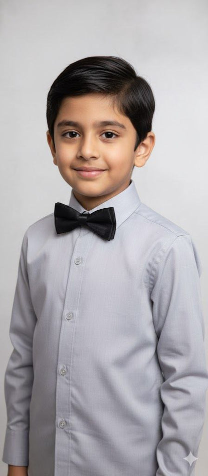 Black Plain Bow Tie Ready to Use– Easy Wear Formal Accessory for Boys