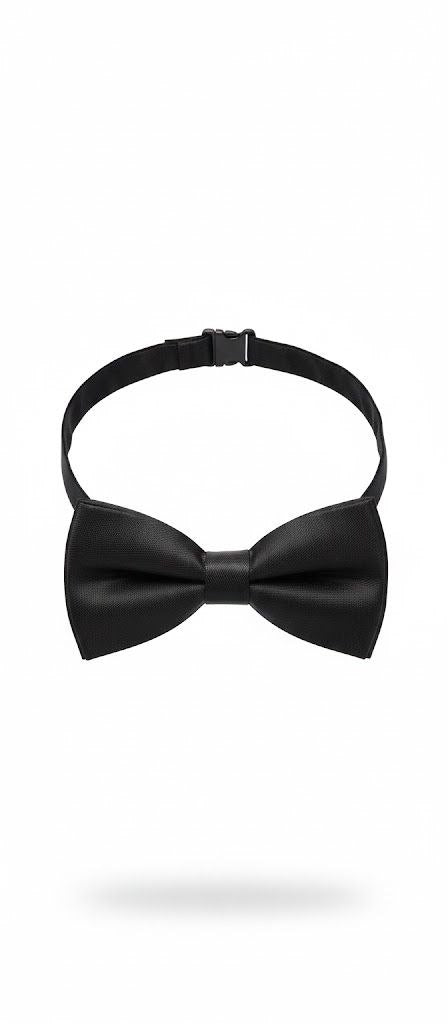 Black Plain Bow Tie Ready to Use– Easy Wear Formal Accessory for Boys