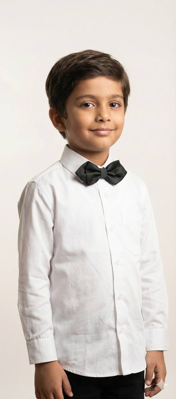 Dark Grey Bow Tie Ready to Use– Easy Wear Formal Accessory for Boys