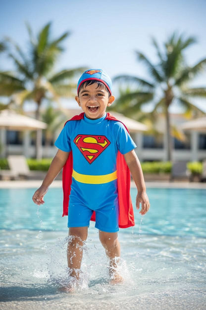 Superhero Swimwear bodysuit with Cape