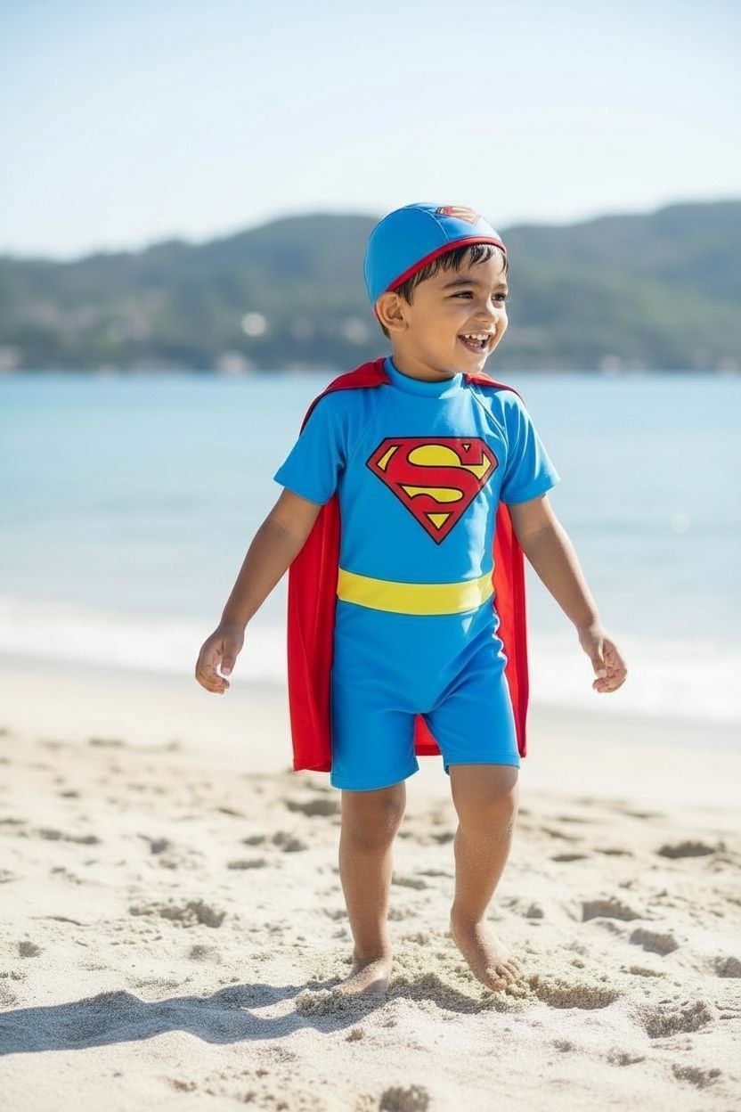 Superhero Swimwear bodysuit with Cape