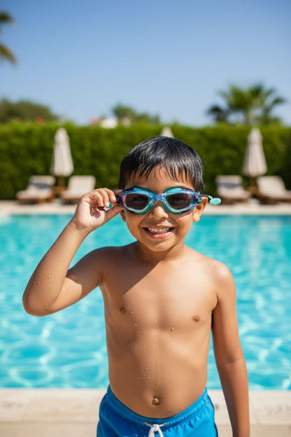 Black Blue Unisex Swimming Goggles – Clear Vision, Leak-Proof, Anti-Fog Eye Protection