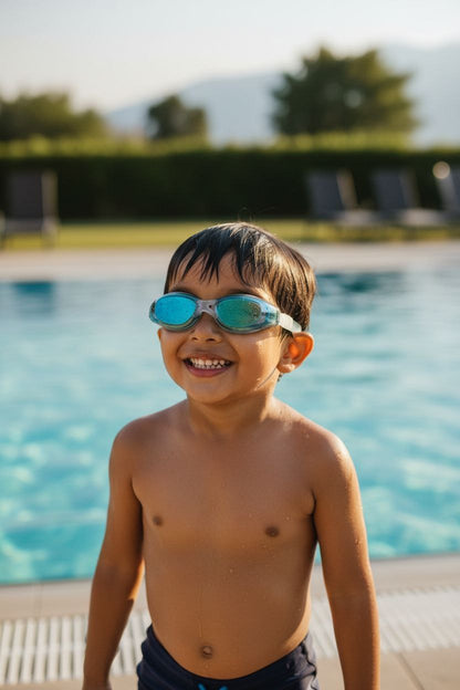 Blue White Unisex Swimming Goggles – Clear Vision, Leak-Proof, Anti-Fog Eye Protection