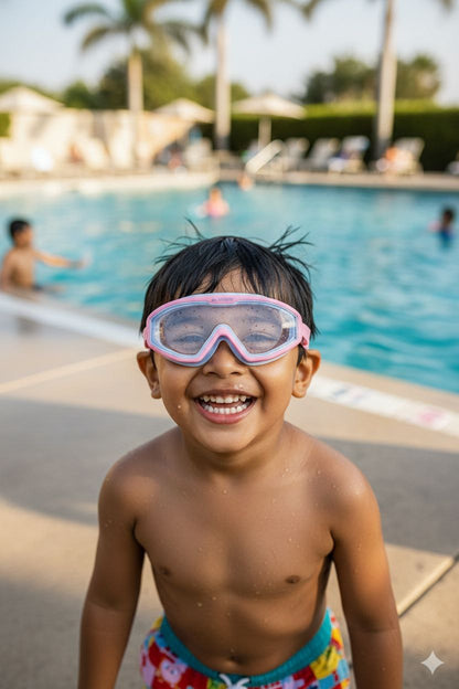 Pink Blue Unisex Swimming Goggles – Clear Vision, Leak-Proof, Anti-Fog Eye Protection