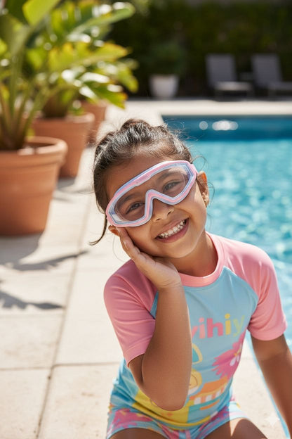 Pink Blue Unisex Swimming Goggles – Clear Vision, Leak-Proof, Anti-Fog Eye Protection