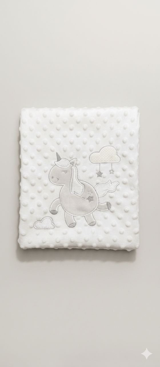White Grey Unicorn Patchwork Ultra-Soft Infant Blanket – Cozy & Gentle for Newborns