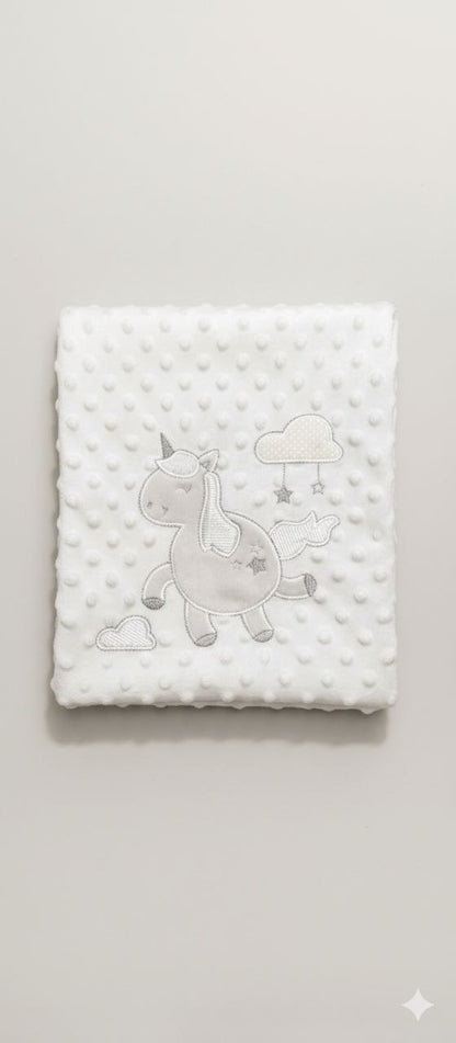 White Grey Unicorn Patchwork Ultra-Soft Infant Blanket – Cozy & Gentle for Newborns