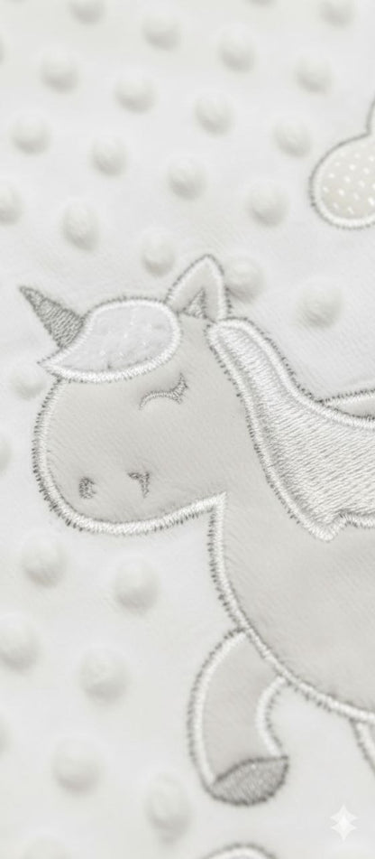 White Grey Unicorn Patchwork Ultra-Soft Infant Blanket – Cozy & Gentle for Newborns