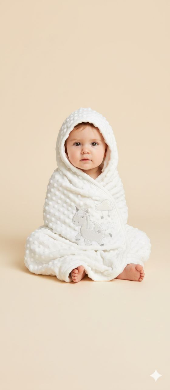 White Grey Unicorn Patchwork Ultra-Soft Infant Blanket – Cozy & Gentle for Newborns