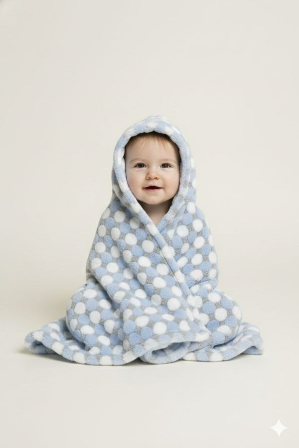 Blue White Grey Ultra-Soft Infant Blanket – Cozy & Gentle for Newborns