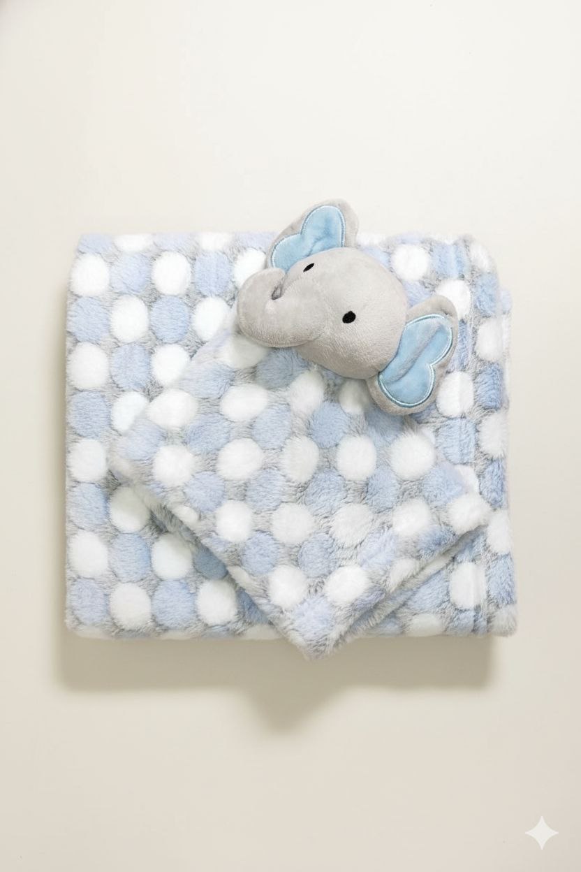 Blue White Grey Ultra-Soft Infant Blanket – Cozy & Gentle for Newborns