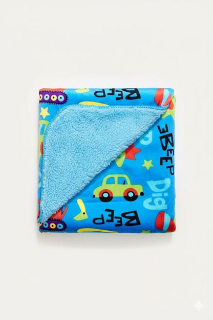 Blue Multi colour Car Print Ultra-Soft Infant Blanket – Cozy & Gentle for Newborns