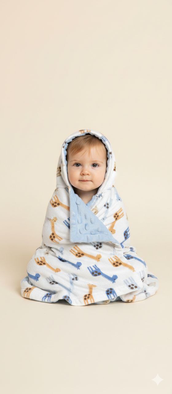 Blue and White Girraffe Ultra-Soft Infant Blanket – Cozy & Gentle for Newborns