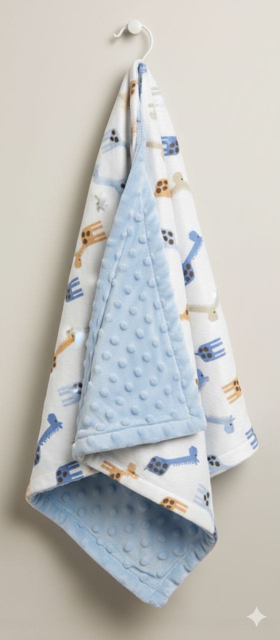 Blue and White Girraffe Ultra-Soft Infant Blanket – Cozy & Gentle for Newborns