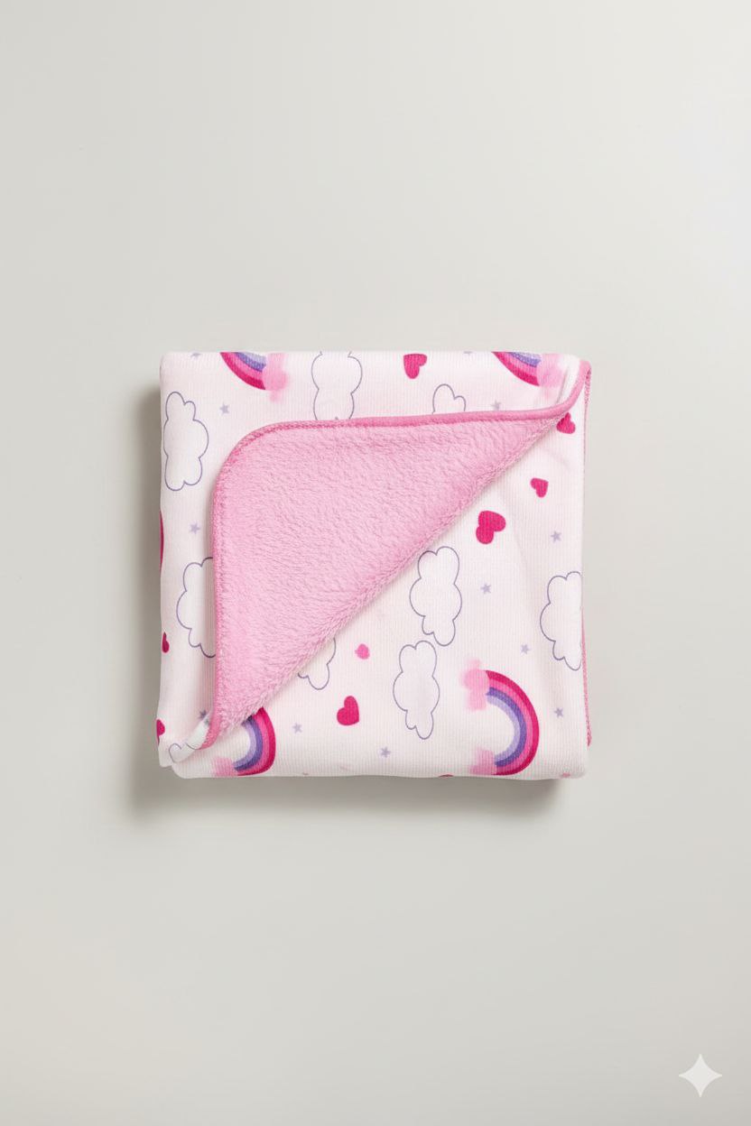 Pink Rainbow Print Ultra-Soft Infant Blanket – Cozy & Gentle for Newborns