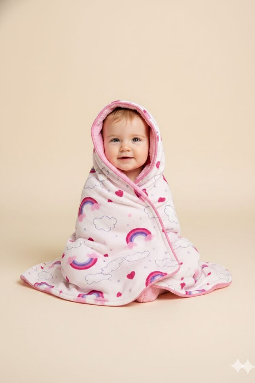 Pink Rainbow Print Ultra-Soft Infant Blanket – Cozy & Gentle for Newborns