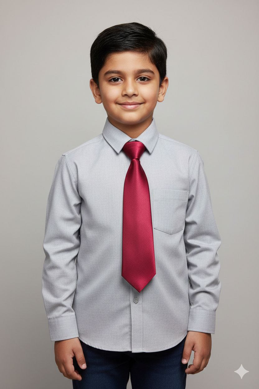 Mehroon / Dark Red Ready to Use Tie – Easy Wear Formal Accessory for Boys