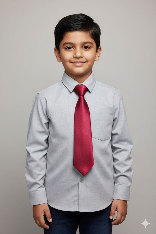 Mehroon / Dark Red Ready to Use Tie – Easy Wear Formal Accessory for Boys
