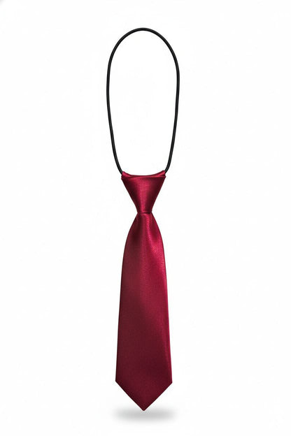 Mehroon / Dark Red Ready to Use Tie – Easy Wear Formal Accessory for Boys