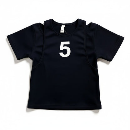Black Cold Shoulder Trendy Sporty Top for Girls