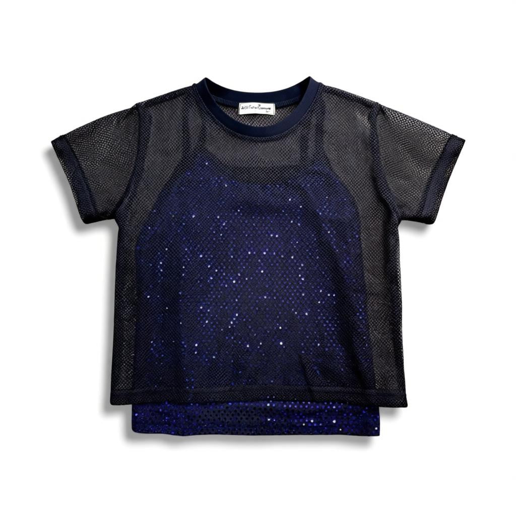 Girls Black Mesh Sequin Party Top – Trendy Western Partywear