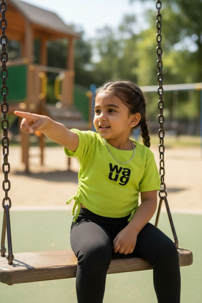 Girls Green WAUG Embellished Top – Stylish Casual Wear