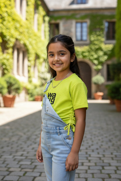 Girls Green WAUG Embellished Top – Stylish Casual Wear