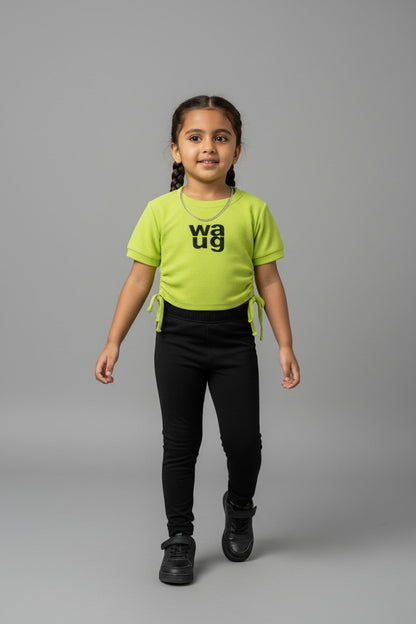 Girls Green WAUG Embellished Top – Stylish Casual Wear