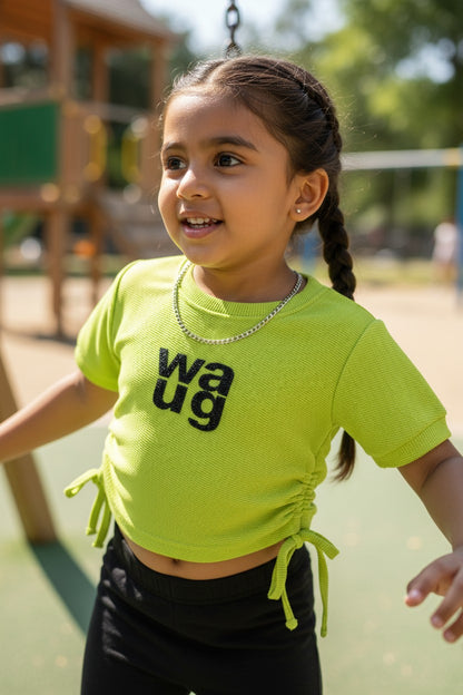 Girls Green WAUG Embellished Top – Stylish Casual Wear