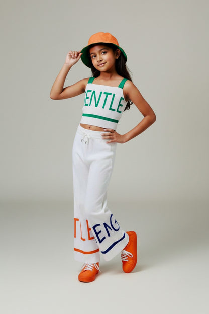 Girls Gentle Knit Co-ord Set | Trendy Crop Top & Wide-Leg Pants | Summer Casual Stylish Outfit for Kids